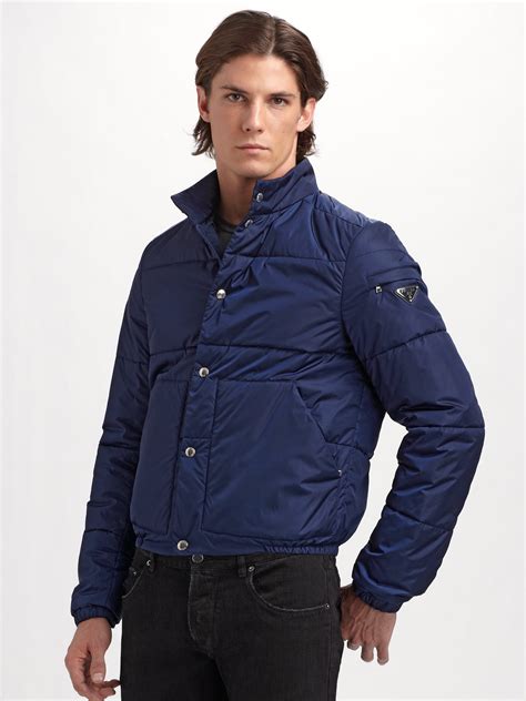 prada blue puffer jacket|prada light nylon puffer jacket.